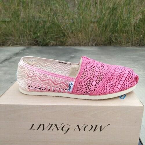 2020 Seasonal Moroccan gradient gradient hollowed-out flat shoes lace lace breathable lightweight casual womens shoes