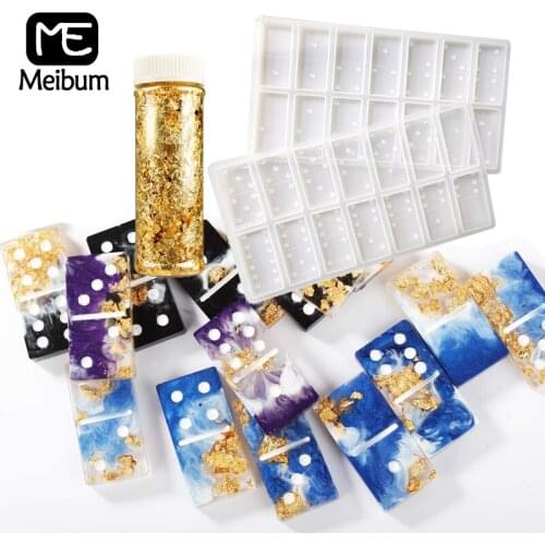 Meibum Polymer Clay Dominoes Silicone Cake Mold Gold Leaf Flakes Decorating Tools Chocolate Molds Epoxy Resin Mould Soap Making