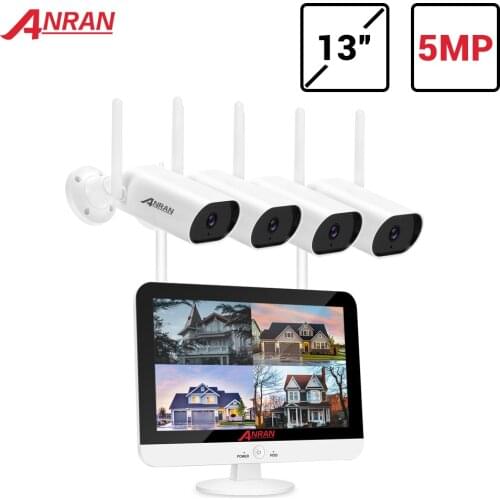 ANRAN 5MP H.265+ Ultra HD Video Security System Waterproof Outdoor Wireless IP Cameras Plug & Play NVR Kit Night Vision Free APP