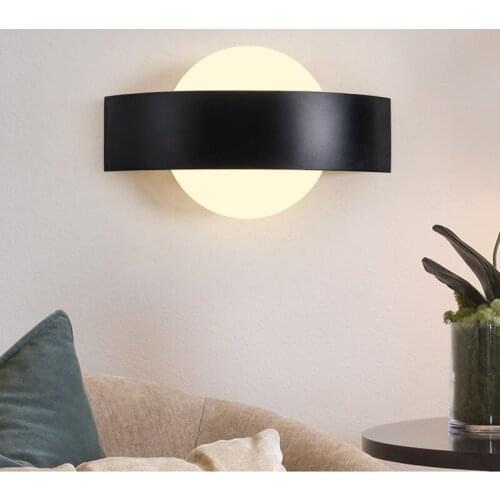 Modern Acrylic Bedroom Wall Light Indoor Bedroom Living Room Home Black White Round Square 4W