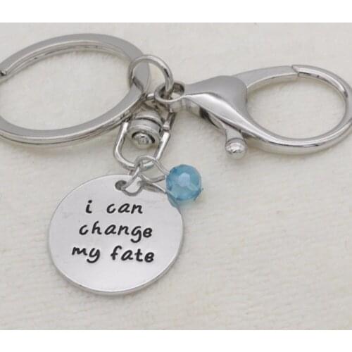Inspirational Key Chain crystal Key Ring I can change my fate Jewelry Key Holder K040