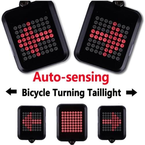USB Rechargeable Bike Tail Light,80 Lumens 64 LED Light Beads Bicycle Turn Signal Lights with Intelligent Sensor Brake Turn Sign
