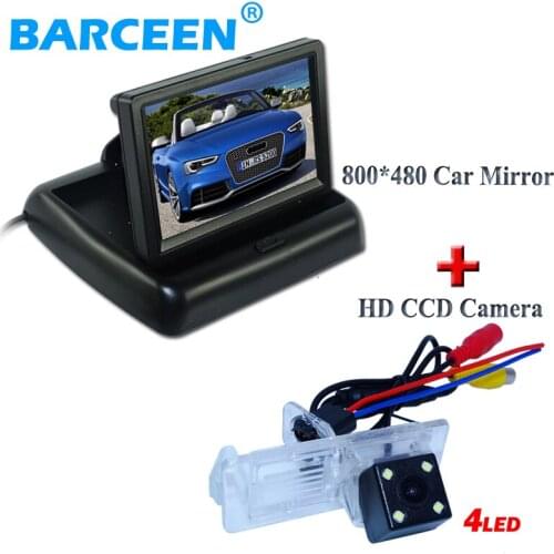 Waterproof car reversing camera 4 LED with 4.3"car monitor 800*480 for Renault Fluence/Dacia Duster/Megane 3/for Nissan Terrano