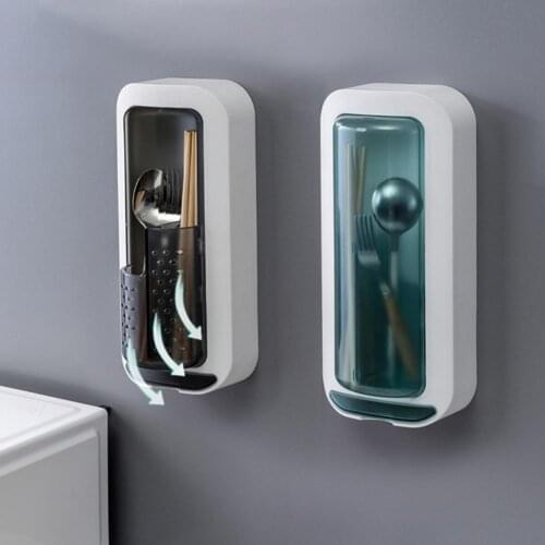 Rotatable Chopstick Holder Tableware Box Easy Clean Pounch Free Chopsticks Rack Clear Cover Chopsticks Tube Kitchen Accessories