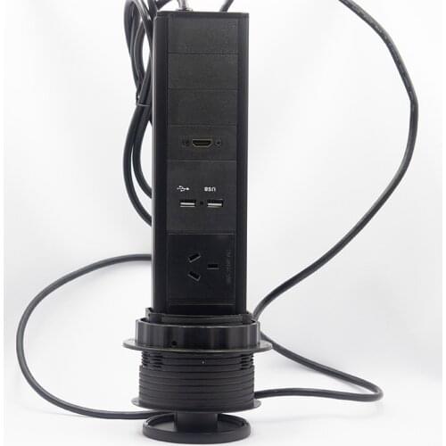 Pulling Power Socket Pop Up Tabletop Desk Hidden Power Outlet with 2 AU Plug Power+2 USB+HDMI For Kitchen/Conference Room