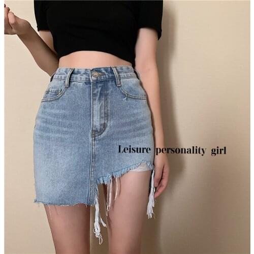 Make firm offers vintage wash water irregular grinding burrs bust cowboy short skirt of tall waist