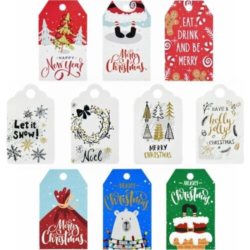 100pcs Merry Christmas Tags Gift Wrapping Paper Hanging Tag Labels Party Cards Decoration Christmas New Year DIY Decor Supplies