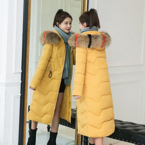 Woman Jacket Parkas Coat Xuanyibei Cotton-Padded Jacket Winter Cotton Dress Womens Long Over-the-Knee Coat Veste Femme