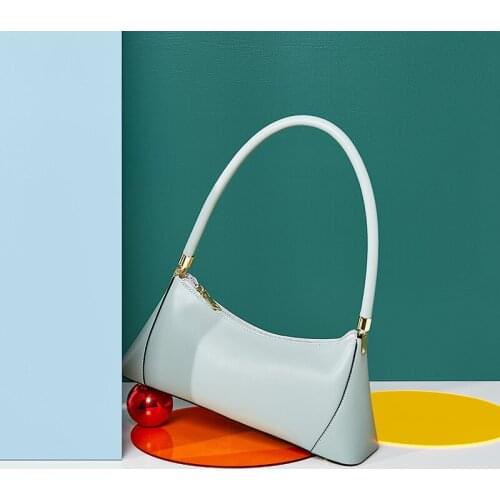 Vintage Women Bags Genuine Leather Womens Handbag Vintage Girls Shoulder Bags Fashion Design Armpit Bag Ladies Summer Bag White