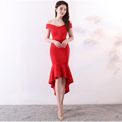 Corzzet Red Vintage Slash-Neck Off Shoulder Sexy Summer Dress Women Elegant Evening Party Dresses vestidos de fiesta de noche