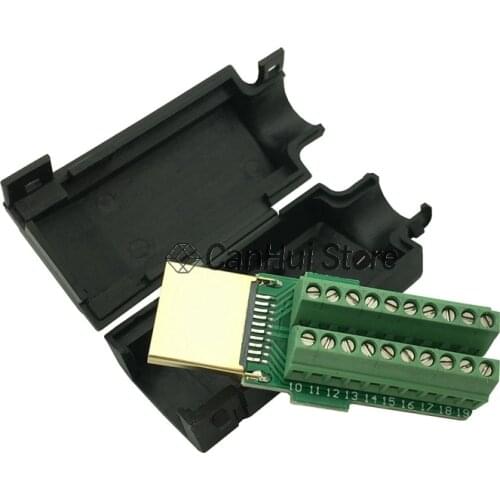 1PCS HDMI Male 19P Plug Breakout Terminals Solderless Connector With Black Cover