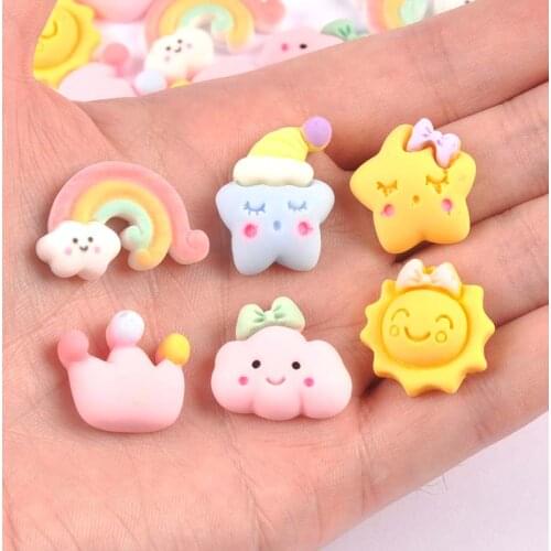 20Pcs Cartoon Sun/stars/rainbow Resin Scrapbook Craft Flatback Embellishments DIY phone decor Home Furnishing decoration c3148-3