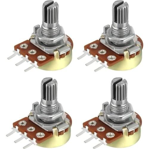 5 PCS B1K B2K B5K B10K B20K B50K B100K B500K 3Pin 15mm Shaft Amplifier Dual Stereo Potentiometer 1K 2K 5K 10K 50K 100K 500K