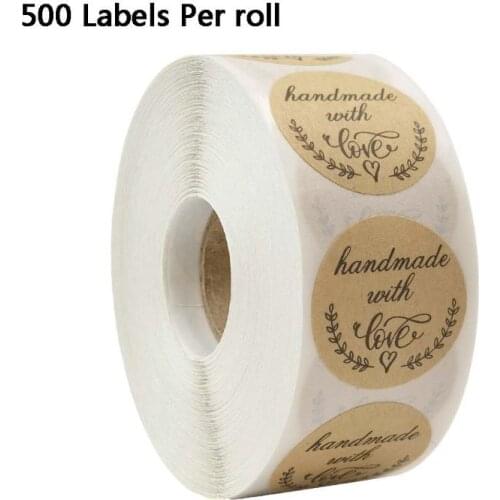 500pcs Kraft Handmade With Love Sticker Thank You Seal Label Baking Scrapbooking