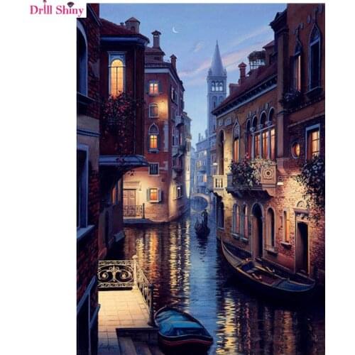 5D diy Diamond Embroidery Painting Landscape building Cross Stitch Needlework Diamond Mosaic kit town Pattern wall art Crafts