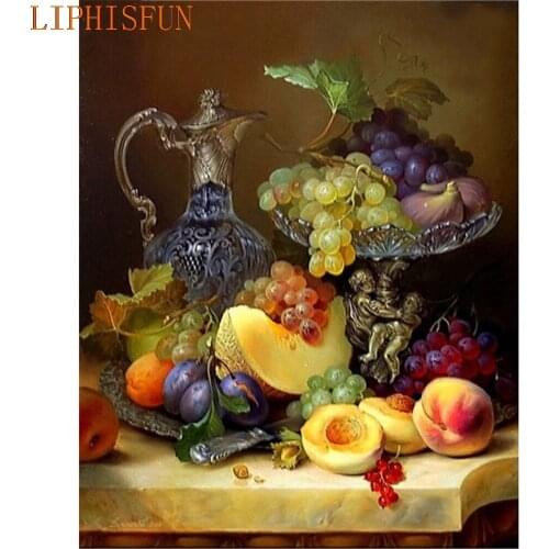 Diamond Painting Cross Stitch Full Square Round Picture of Rhinestone DIY Mosaic Embroidery Fruit Grape New Year Gift