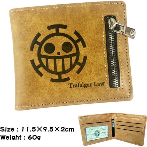 Anime One Piece Trafalgar Law Cartoon Short Wallet Fashion Coin Purse Card Holder Handbags Men Wallets Gift