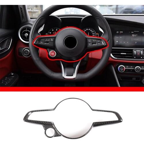 Car styling Real Carbon Fiber Steering Wheel Frame sticker For Alfa Romeo Giulia Stelvio 2020-2021 Car Modification Accessories