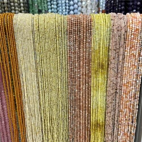 Wholesale Faceted Natural Stone Yellow Quartzs Beads Round Zircon Moonstone Tourmaline Loose Beads For Jewelry Making Accessory