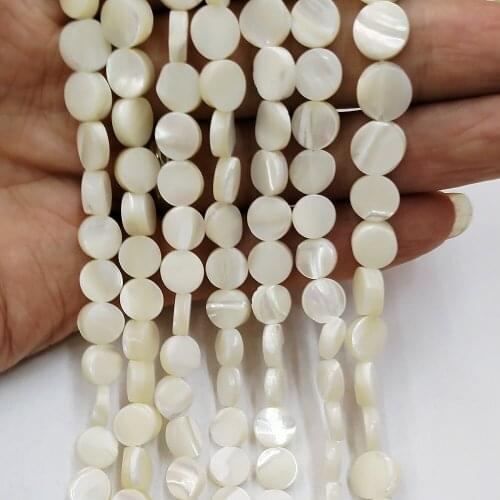 8mm 10mm High Quality White Color Natural Shell Loose Beads Strand DIY Beads for Making Necklace Bracelet Earrings
