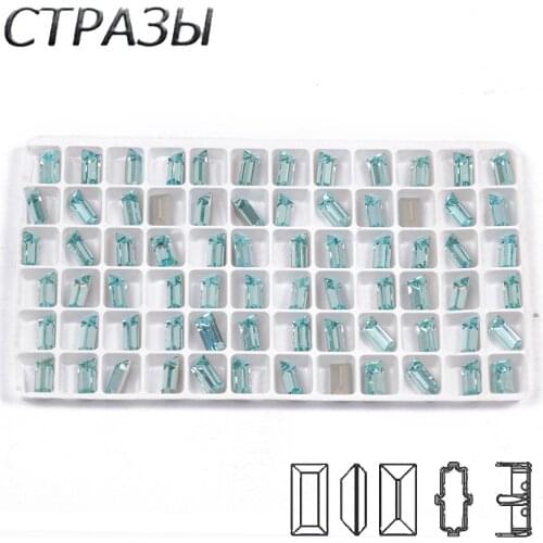 CTPA3bI Aquamarine Decorative Glass Beads Crystal Fancy Stones Baguette Sewn Rhinestones Strass For Gym Suit Jewelry Making
