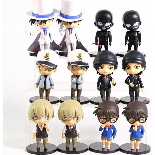 Detective Conan Edogawa Konan Kaitou Kiddo Hattori Heiji Furuya Rei Akai Shuuichi Murderer PVC Figures Toys 6pcs/set