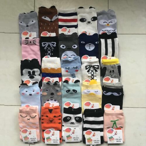 Baby Knee High Socks Cartoon Fox Totoro Pattern Style Toddler Socks Cotton Small Boy Girl Knee High Leg Warm Big Kids Short Sock