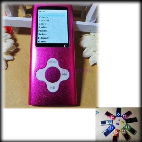 By dhl or ems 100pcs 9 colors Slim 4gb 4th 1.8"LCD Digital MP3/MP4 Player Video Radio FM Plum Blossom Key