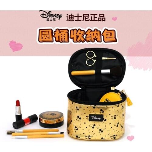 Disney genuine round barrel ladies makeup storage bag portable makeup storage bag large capacity home travel portable bag