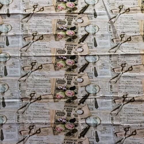 Newspaper Musical Note Rose 100% Cotton Fabric for Girl Clothes Hometextile Cushion Cover Backpacks DIY 105cm Width-BL164