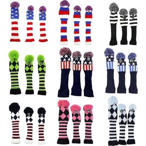 Golf Club Headcovers Wool knitting head covers Golf Head Protectors 1 3 5 wood driver headcovers