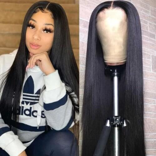 Hairmoda Straight Middle Part Lace Front Wig 13xT Lace Front Remy Brazilian Human Hair Wig Pre Plucked Lace Wig With Baby Hair