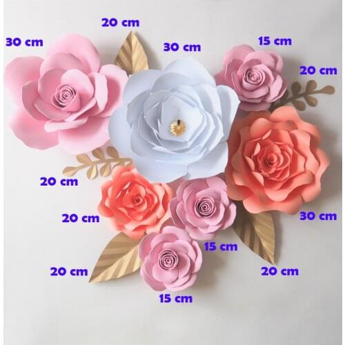 DIY Artificial Flowers Fleurs Artificielles Backdrop Giant Foam Paper Flowers 7PCS+ 5 Leave Wedding Party Decoration Living Room