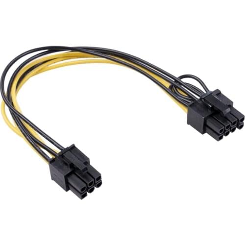 6Pin Female to 8Pin Female Slide Rail Type Graphics Card Power Supply Adapter Cable 20cm