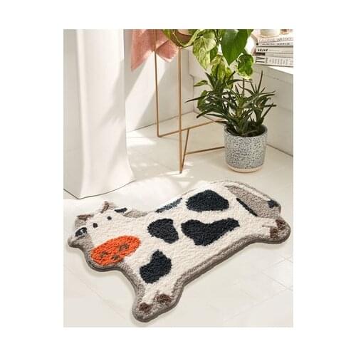 Lovely Cow Carpet Bathroom Anti-skid Quick Dry Toilet Door Household Absorber Mat