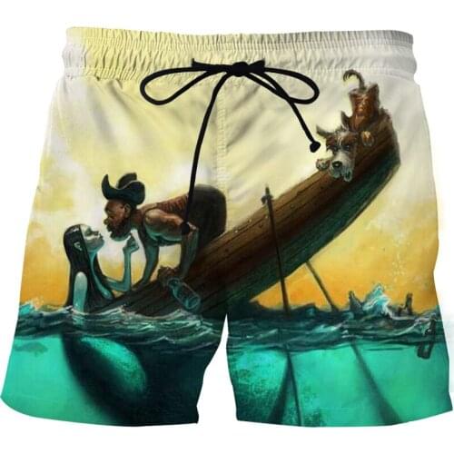 New summer interesting fish quick-drying 3D printing mens swimsuit shorts mens beach pants mens swimming trunks