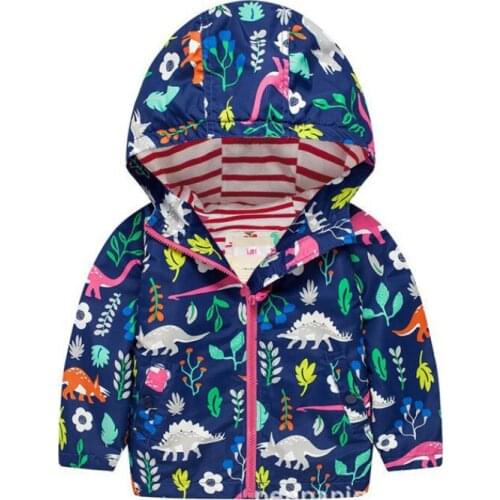 LZH 2021 Autumn Spring Baby Boys Hooded Dinosaur Jacket For Boys Windbreaker Children Trench Coat Kids Clothes 2 3 4 5 6 7 Year