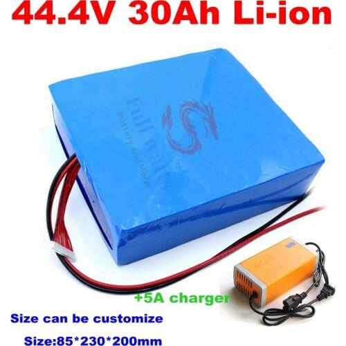 44.4V 30Ah lithium ion battery pack 12S li ion batteries for 2500W Bike bicycle scooter + 5A Charger