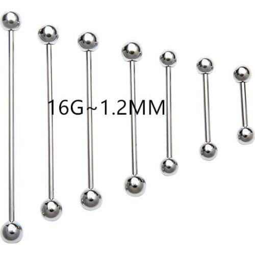 Lot 50pcs 16g Surgical Steel Tongue/Nipple/Ear Industrial Ear Scaffold Straight Barbells Body Jewelry Pick Sizes