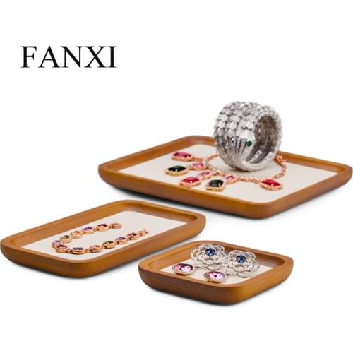 Oirlv Jewelry Tray Cream White Solid Wood Bracelet Ring Organizer Tray Jewelry Storage Case Necklace Display Rack Multifunction