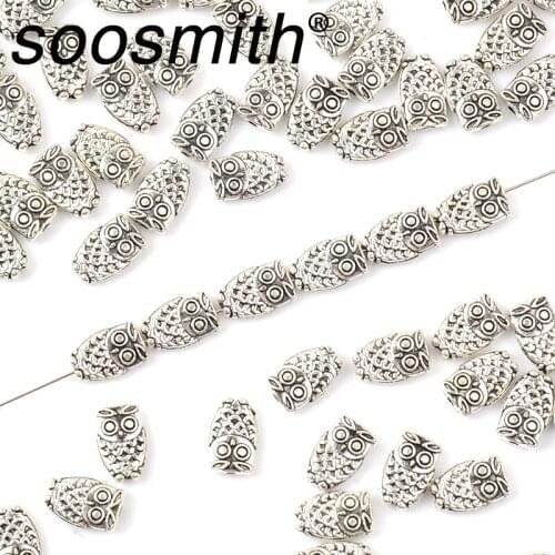 7x10mm Owl-Shaped Metal Beads Flat Type Alloy Beads For Jewelry Making DIY Bracelet Earring Charm Accessorie Wholesale