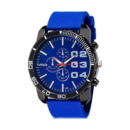 Fashion Womage Rubber Watch Mens Boys Analog Big Number Black Case Silicone Wrap Student Men Sports Wathces