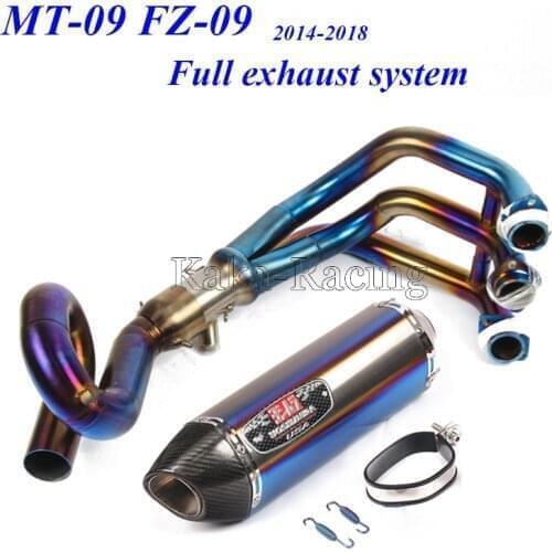 MT09 system Yoshimura Motorcycle Exhaust Muffler Carbon fiber Escape + Front link pipe slip-on for Yamaha MT-09 FZ-09 2014-2018