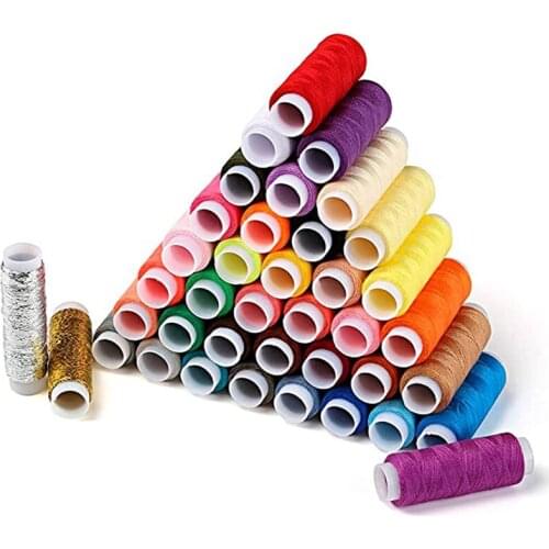39 Colors 100% Polyester Yarn Sewing Thread Roll Machine Hand Embroidery 200 Yard Each Spool Durable for Home Sewing Kit