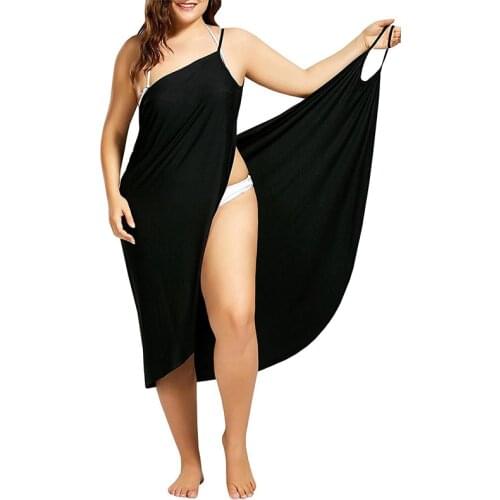 2021 New Fashion Women Red Color Sling Backless Dress Female Beach Patchwork Cover Up Wrap Swimwear Scarf Maxi Dress Large Size