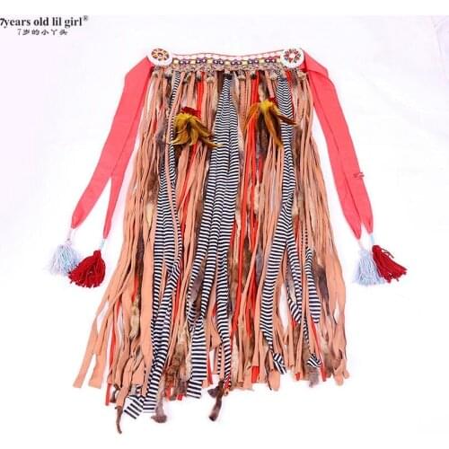 New Gothic Tribal Belly Dance Fringe Tassel Belt 2piece Copper Waist Hip Scarf