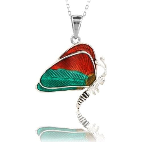Butterfly Necklace 925 Sterling Silver Colorful Nature Charm Bridesmade Nature Lover Gift