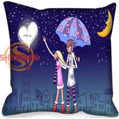 Custom Pillowcase love couple cartoon Home Comfortable soft square zipper Pillow Cover
