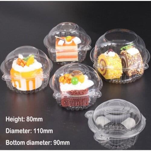 50-100 cup cake box transparent box packaging cute cat head shape plastic disposable dome cake box fruit cake cup box