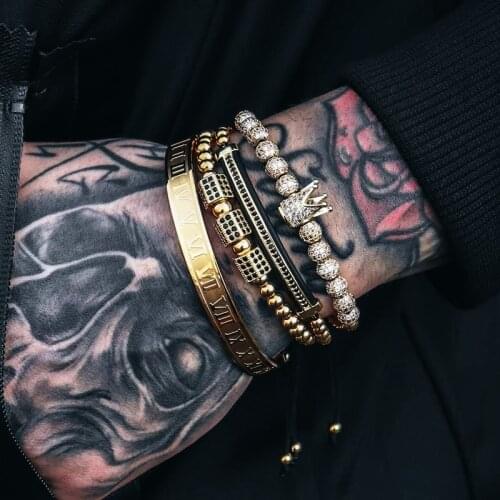 Luxury Royal men crown bracelet 4pcs/sets mens jewelry Stainlesss steel pulseras bracelets homme bijoux hippie armband bileklik